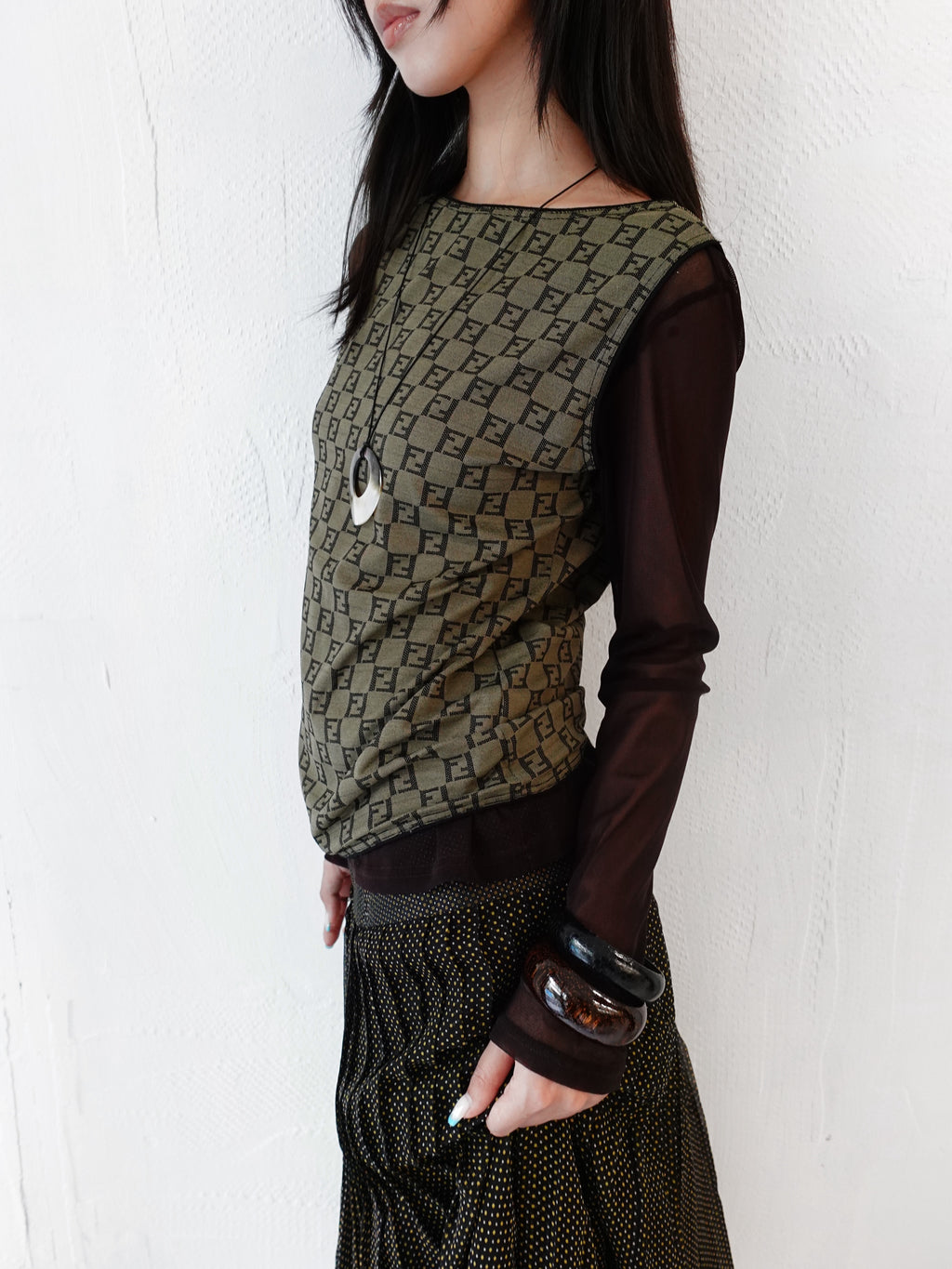 1990s FENDI BROWN MONOGRAM TANK TOP
