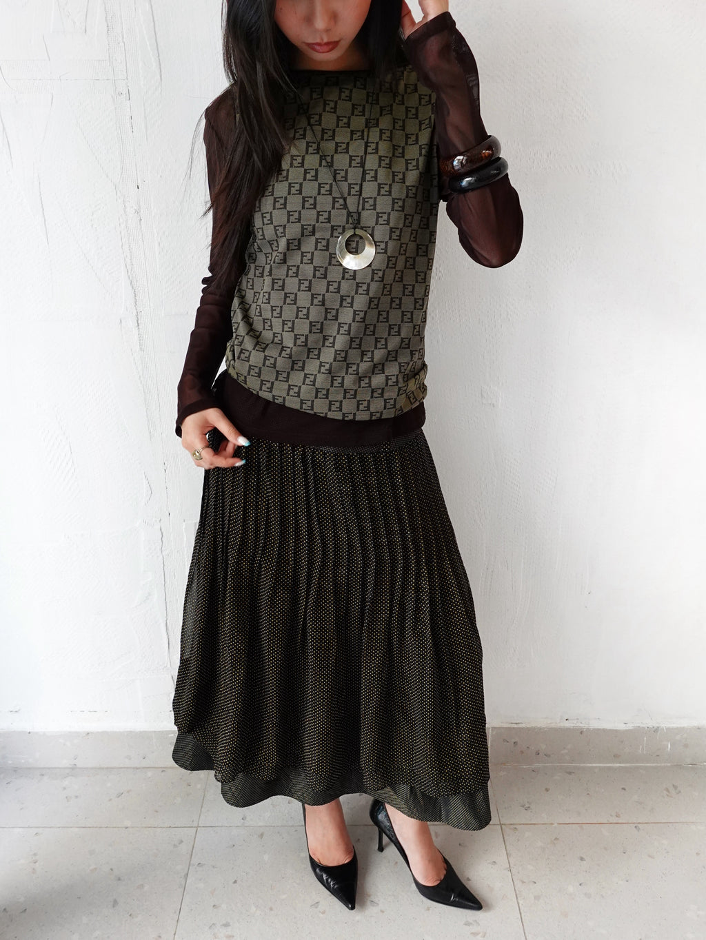 1990s FENDI BROWN MONOGRAM TANK TOP