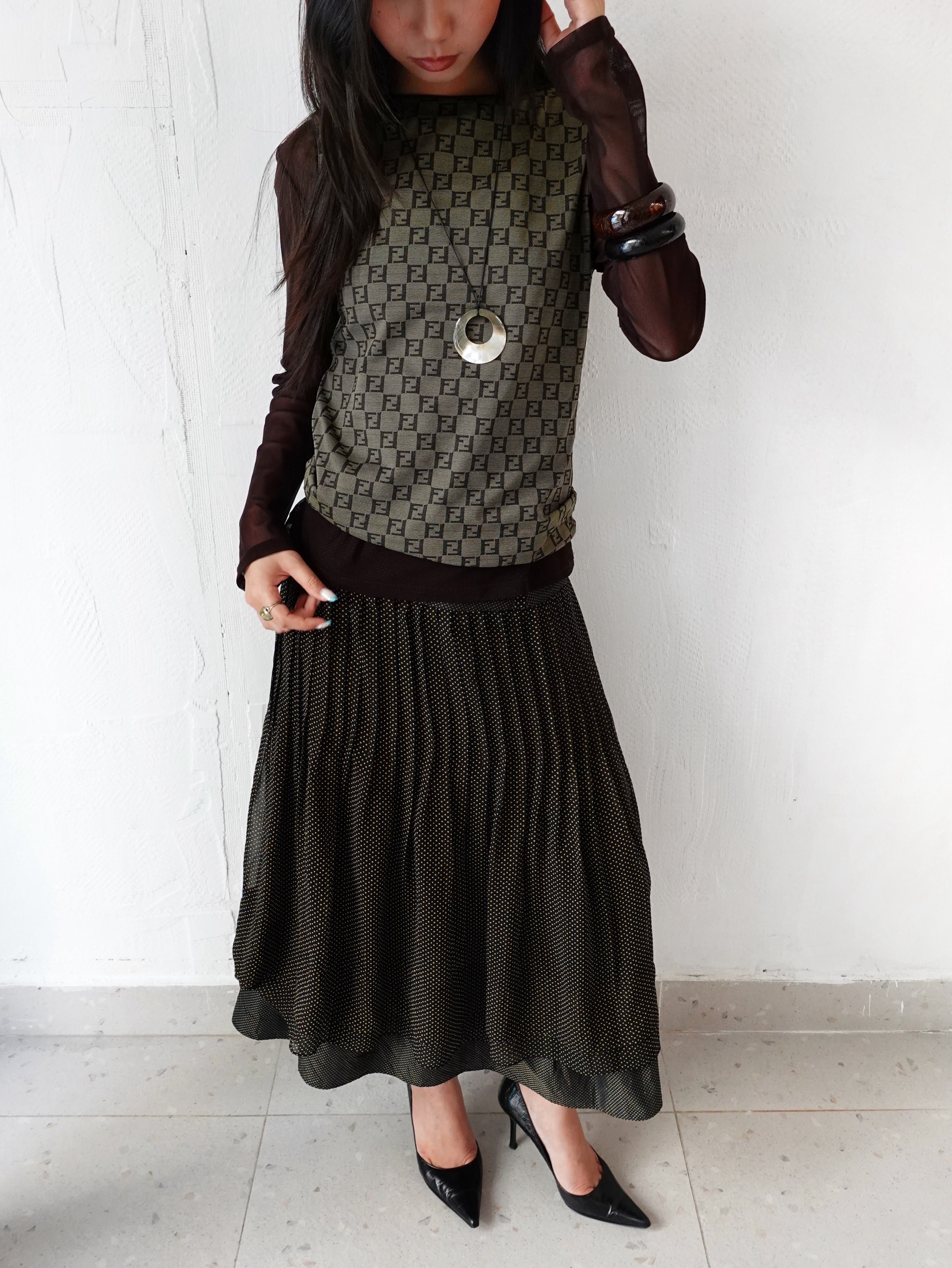 1990s FENDI BROWN MONOGRAM TANK TOP
