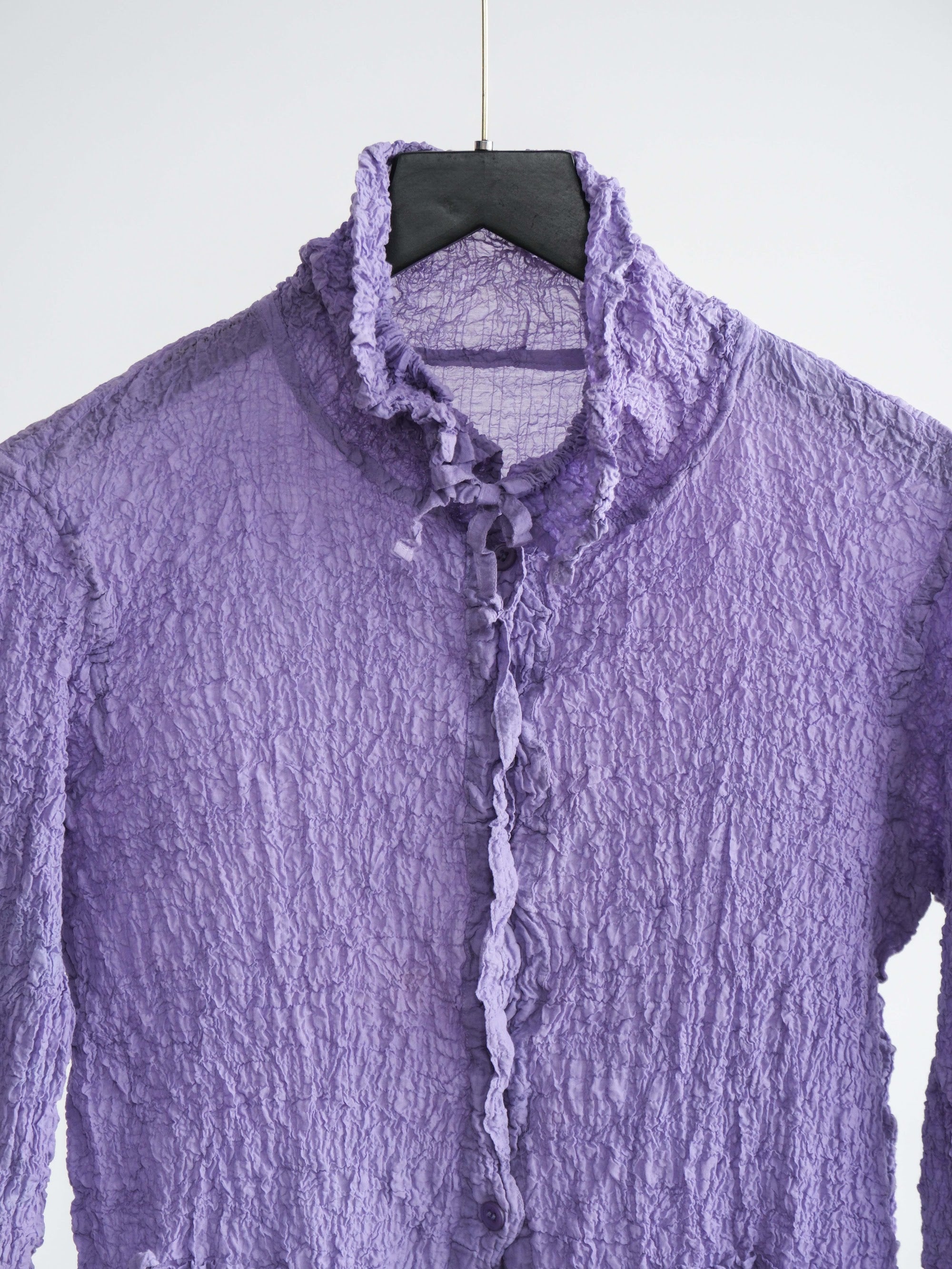 ISSEY MIYAKE CRUSHED PLEATS PURPLE ME LS SHIRT