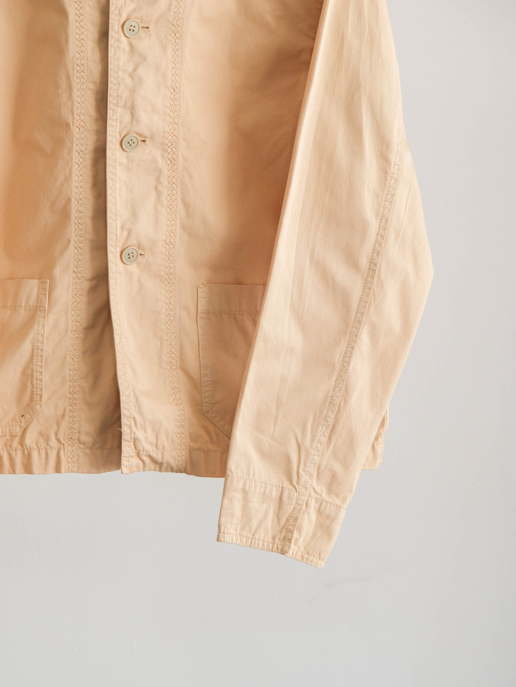 ISSEY MIYAKE EMBROIDERED BEIGE "PLANTATION" SHIRT JACKET