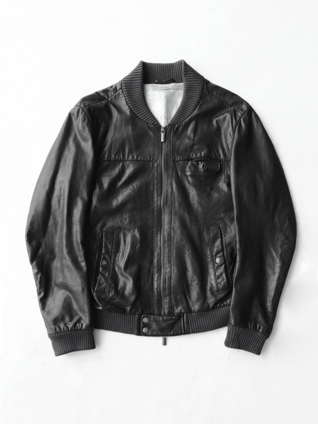 JEAN PAUL GAULTIER BLACK LEATHER BOMBER JACKET