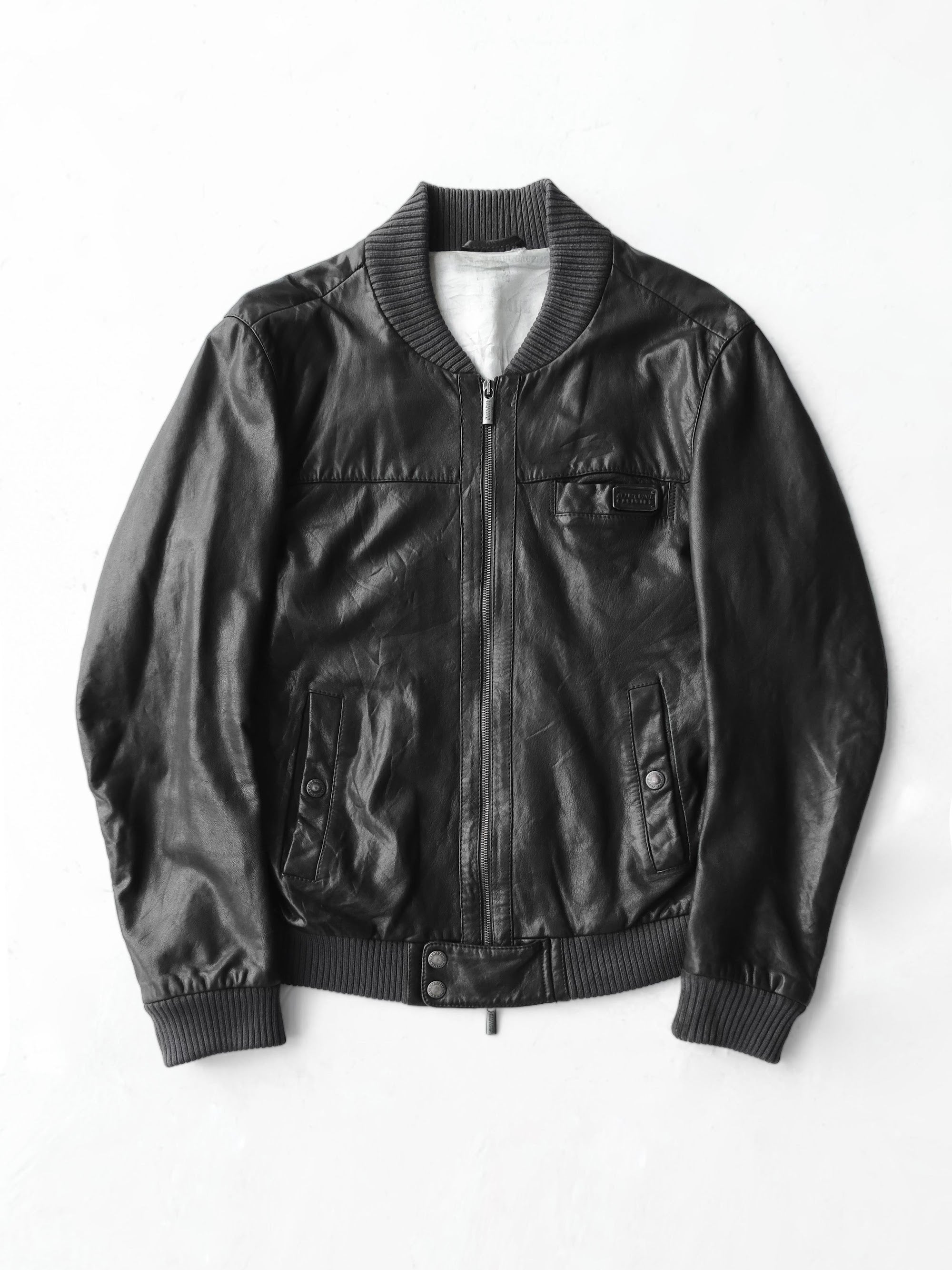 JEAN PAUL GAULTIER BLACK LEATHER BOMBER JACKET