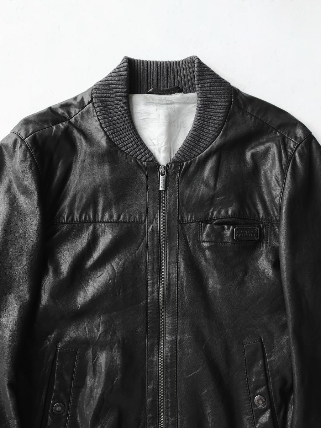 JEAN PAUL GAULTIER BLACK LEATHER BOMBER JACKET