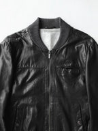 JEAN PAUL GAULTIER BLACK LEATHER BOMBER JACKET