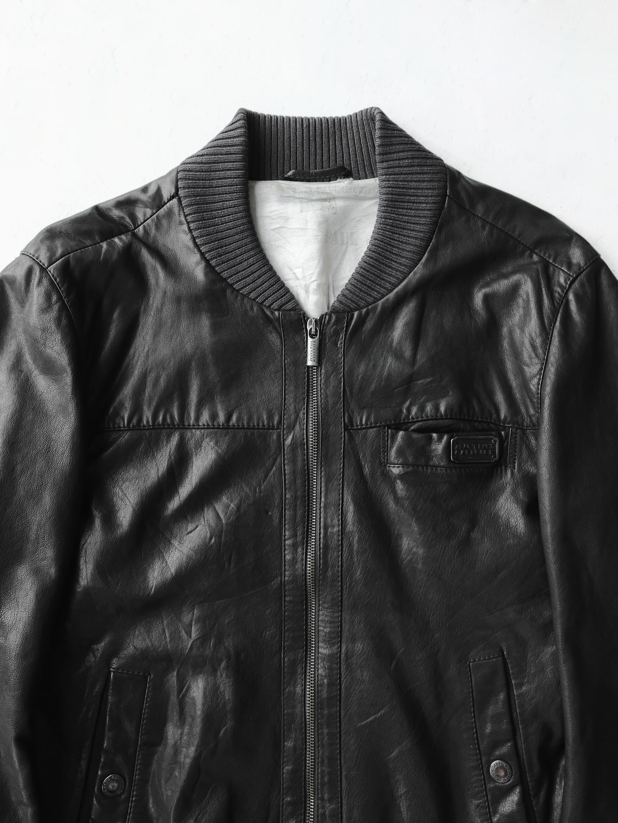 JEAN PAUL GAULTIER BLACK LEATHER BOMBER JACKET