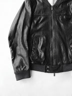 JEAN PAUL GAULTIER BLACK LEATHER BOMBER JACKET