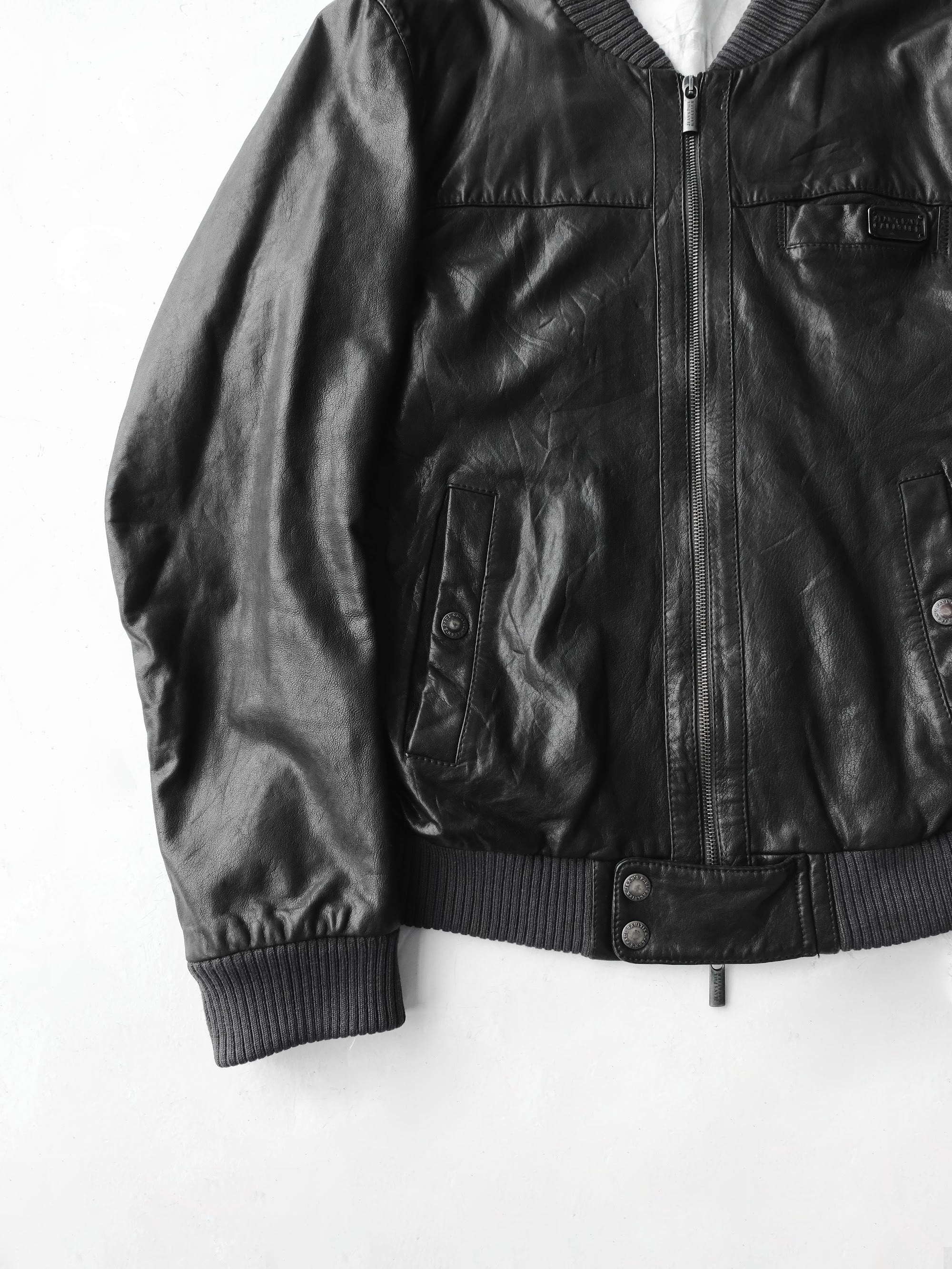 JEAN PAUL GAULTIER BLACK LEATHER BOMBER JACKET