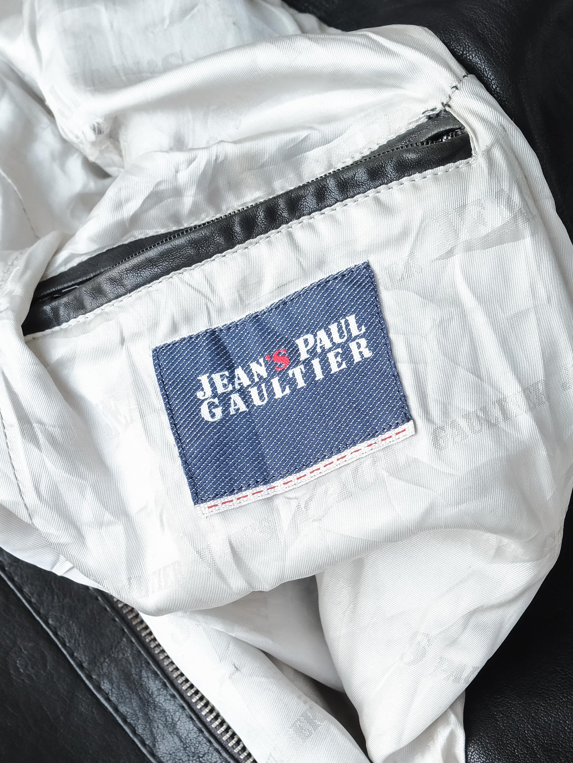 JEAN PAUL GAULTIER BLACK LEATHER BOMBER JACKET