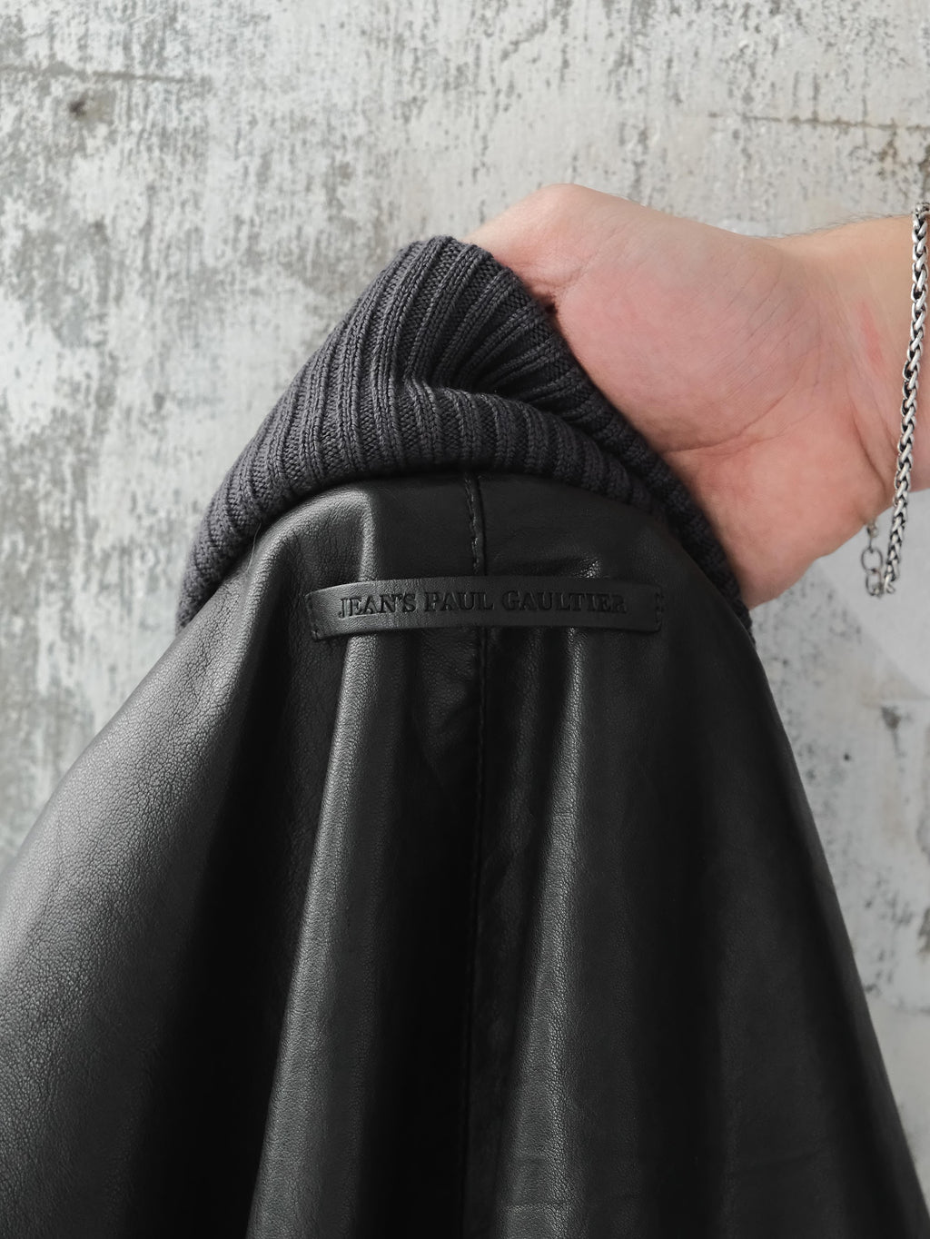 JEAN PAUL GAULTIER BLACK LEATHER BOMBER JACKET