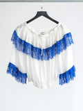 JEAN PAUL GAULTIER LACE WHITE POLYESTER/ BLUE LAYER LS T-SHIRT