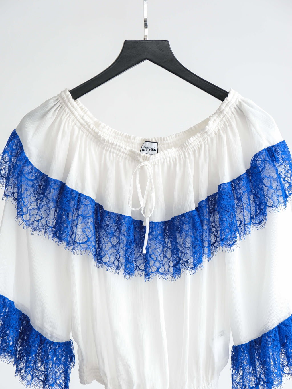 JEAN PAUL GAULTIER LACE WHITE POLYESTER/ BLUE LAYER LS T-SHIRT