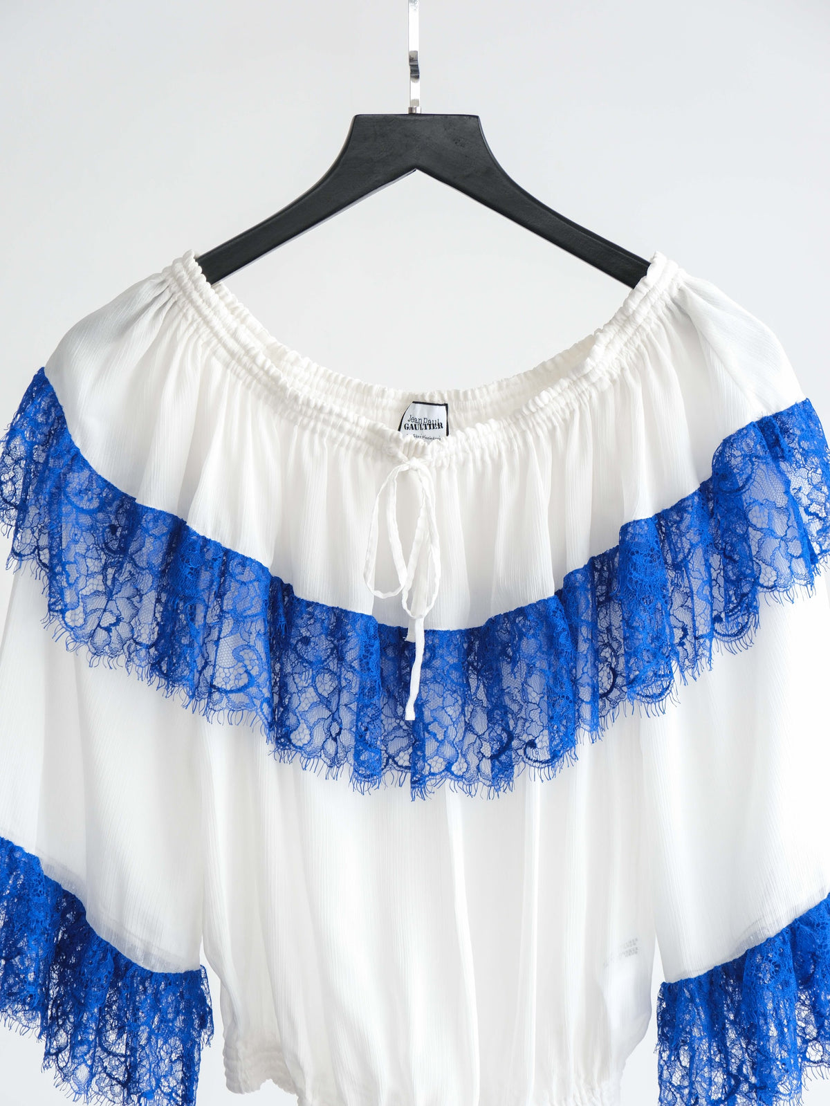 JEAN PAUL GAULTIER LACE WHITE POLYESTER/ BLUE LAYER LS T-SHIRT