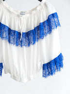 JEAN PAUL GAULTIER LACE WHITE POLYESTER/ BLUE LAYER LS T-SHIRT