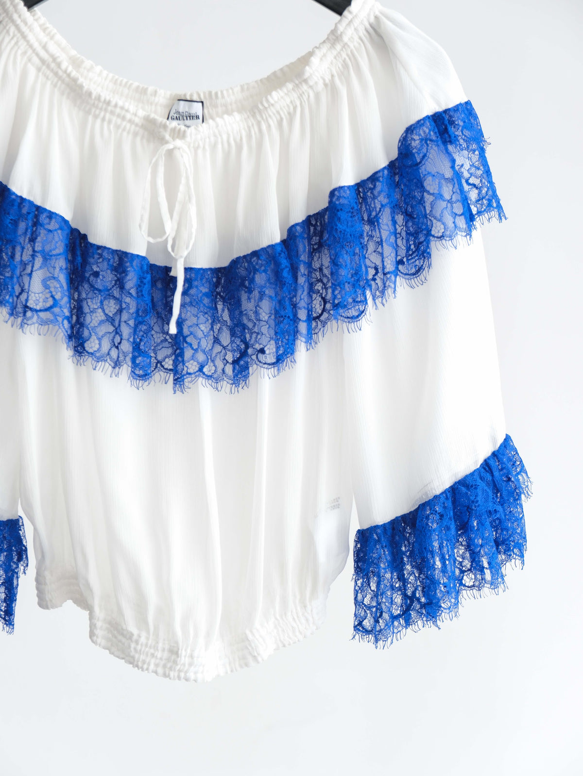 JEAN PAUL GAULTIER LACE WHITE POLYESTER/ BLUE LAYER LS T-SHIRT