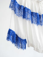 JEAN PAUL GAULTIER LACE WHITE POLYESTER/ BLUE LAYER LS T-SHIRT