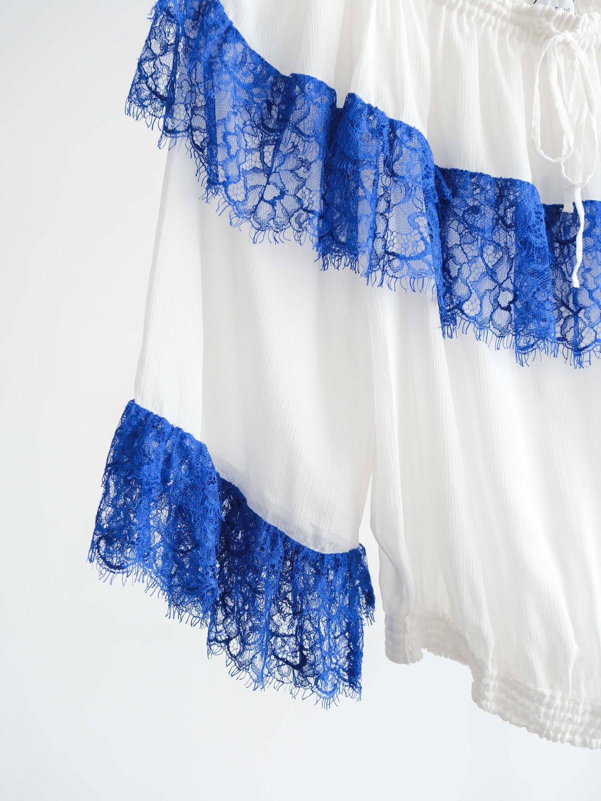 JEAN PAUL GAULTIER LACE WHITE POLYESTER/ BLUE LAYER LS T-SHIRT