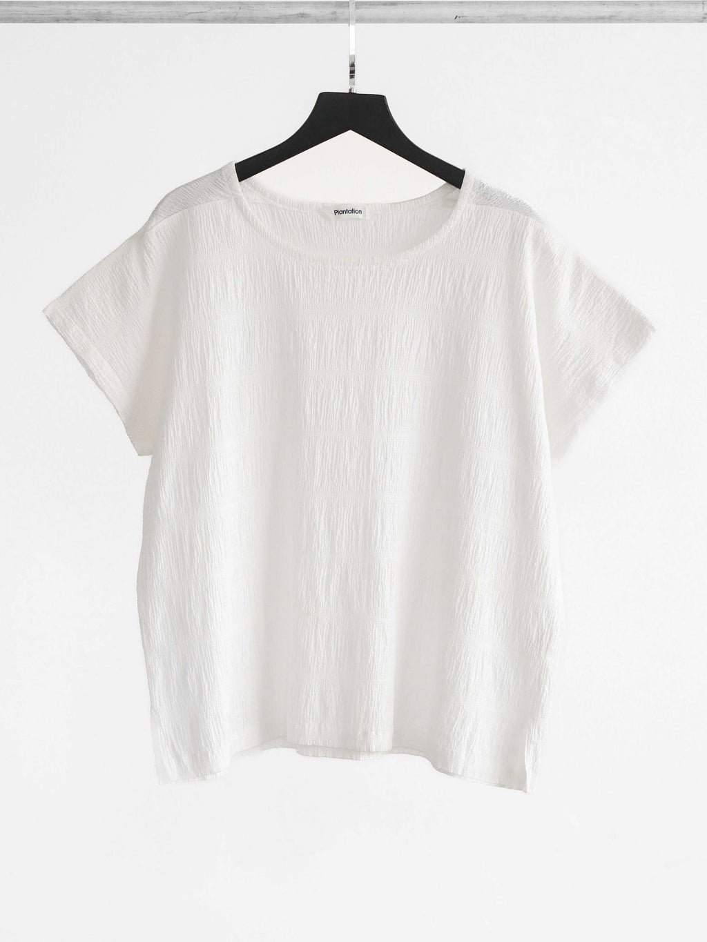 PLANTATION CRUSHED PLEATS WHITE T-SHIRT