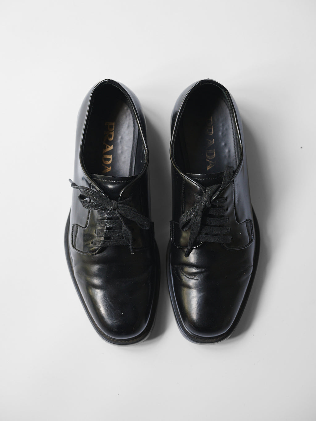 PRADA BLACK LEATHER DERBY SHOES