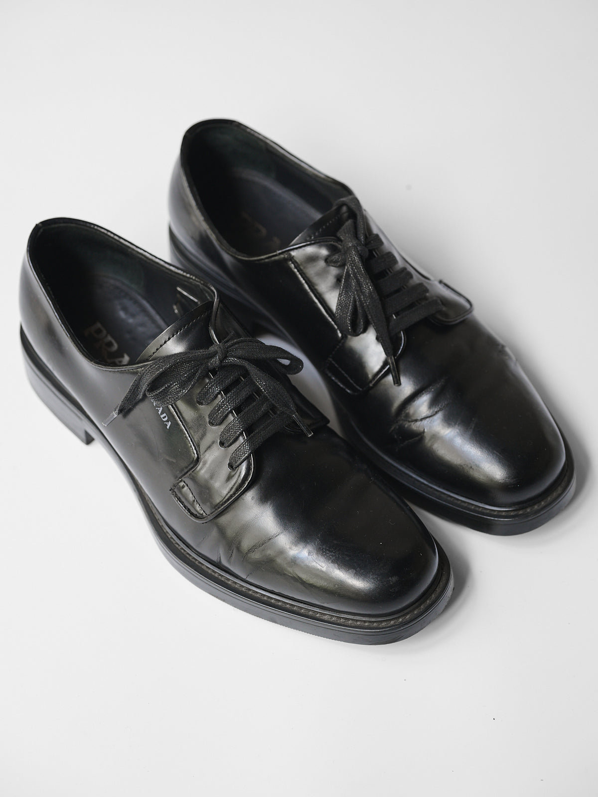 PRADA BLACK LEATHER DERBY SHOES