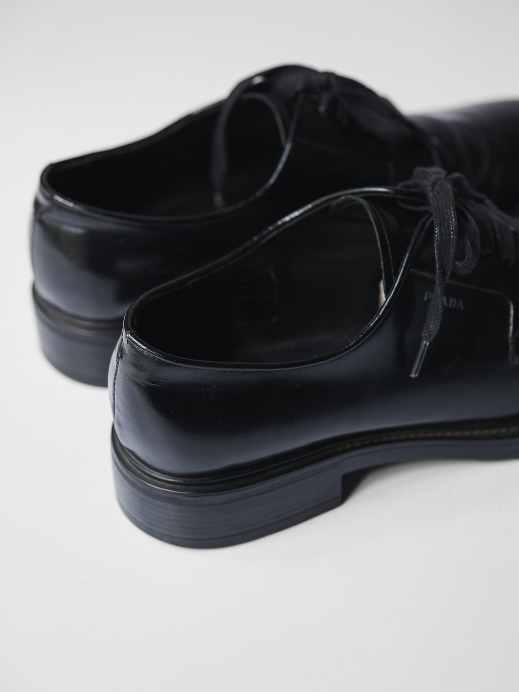PRADA BLACK LEATHER DERBY SHOES