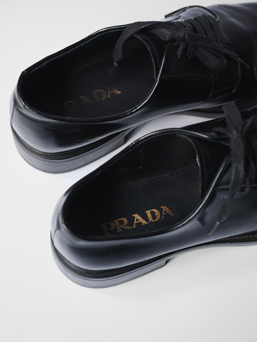 PRADA BLACK LEATHER DERBY SHOES