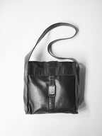PRADA BLACK LEATHER MESSENGER BAG