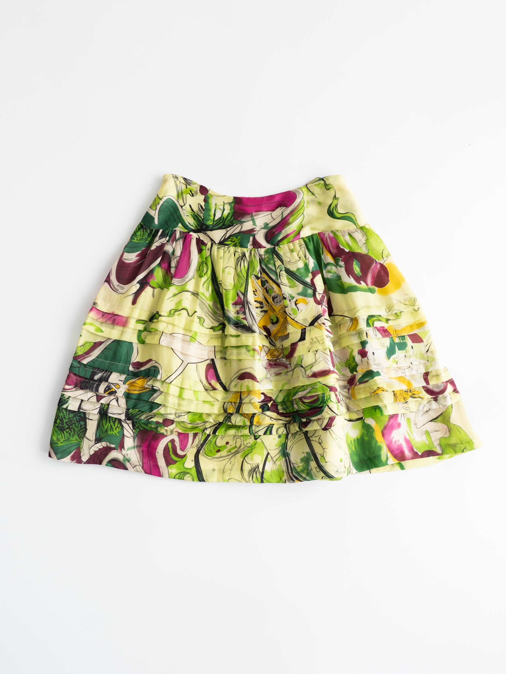 PRADA FLORAL GREEN RUNWAY 2007 SKIRT