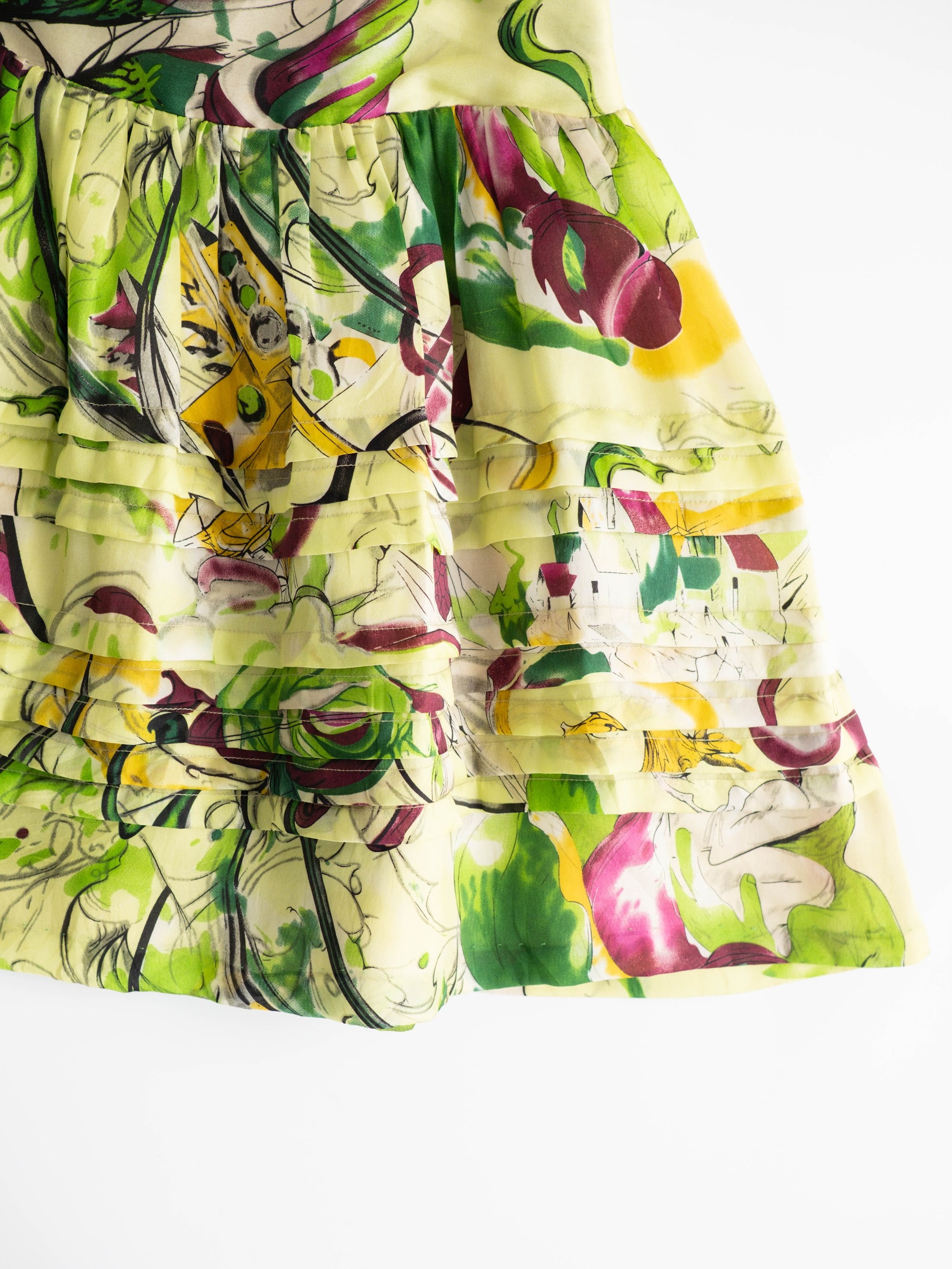 PRADA FLORAL GREEN RUNWAY 2007 SKIRT