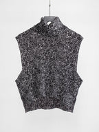 SPECCHIO CRUSHED PLEATS BLACK ZEBRA/ HIGH NECK TANK TOP