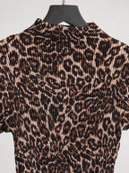SPECCHIO PLEATS BROWN LEOPARD T-SHIRT