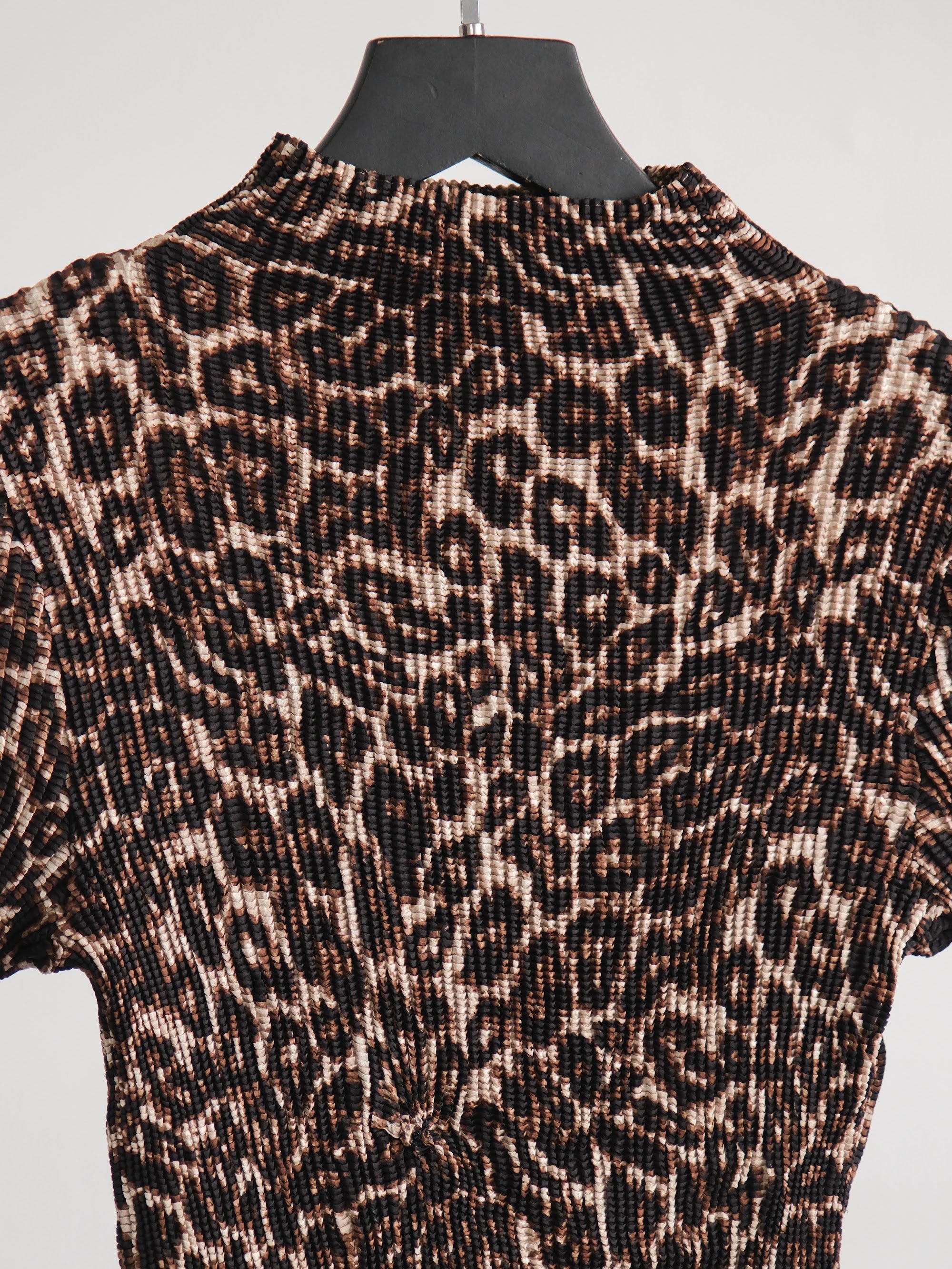 SPECCHIO PLEATS BROWN LEOPARD T-SHIRT