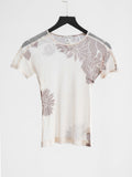 SS1998 DRIES VAN NOTEN LACE BEIGE FLORAL SHEER TOP T-SHIRT