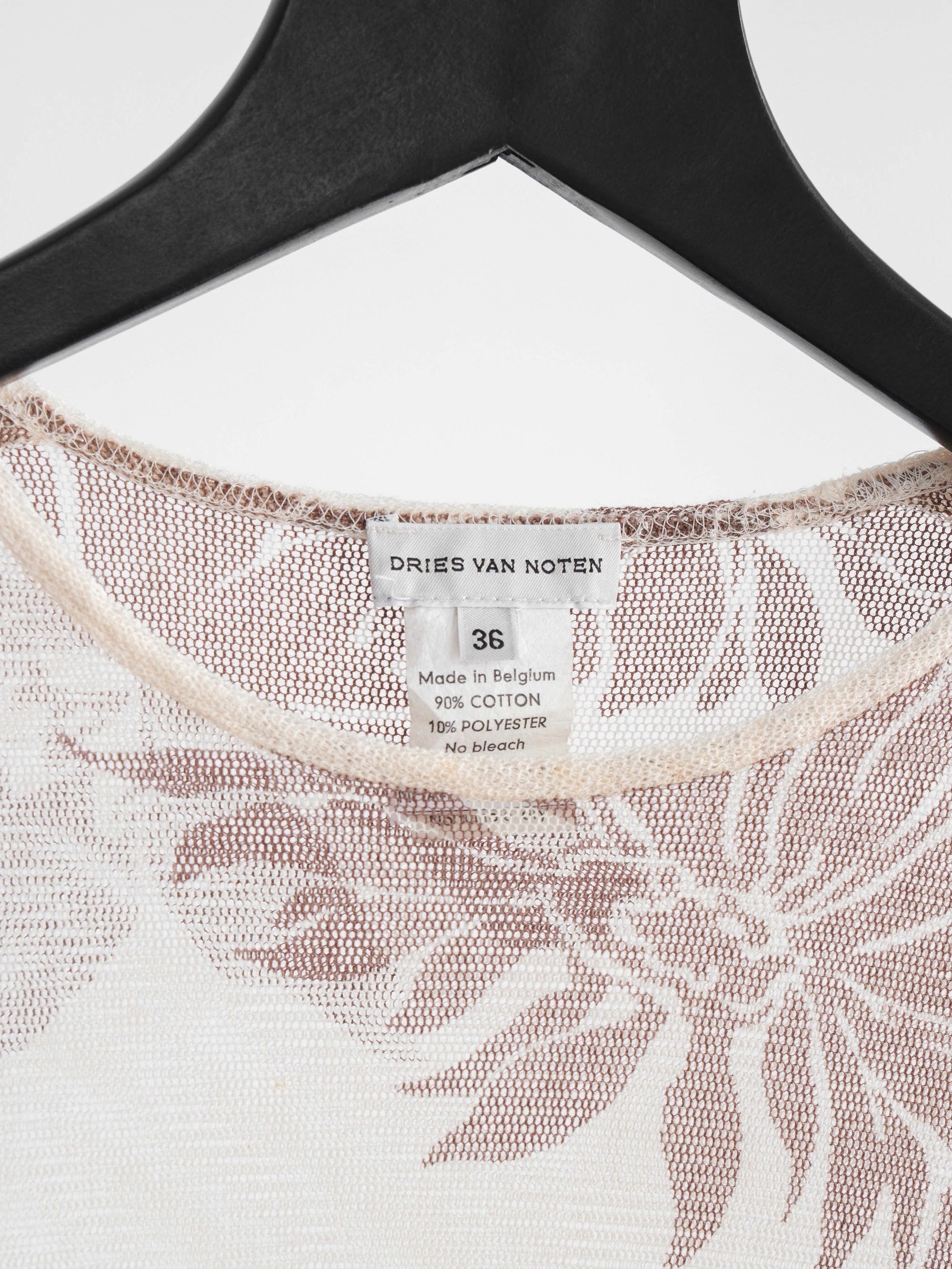 SS1998 DRIES VAN NOTEN LACE BEIGE FLORAL SHEER TOP T-SHIRT