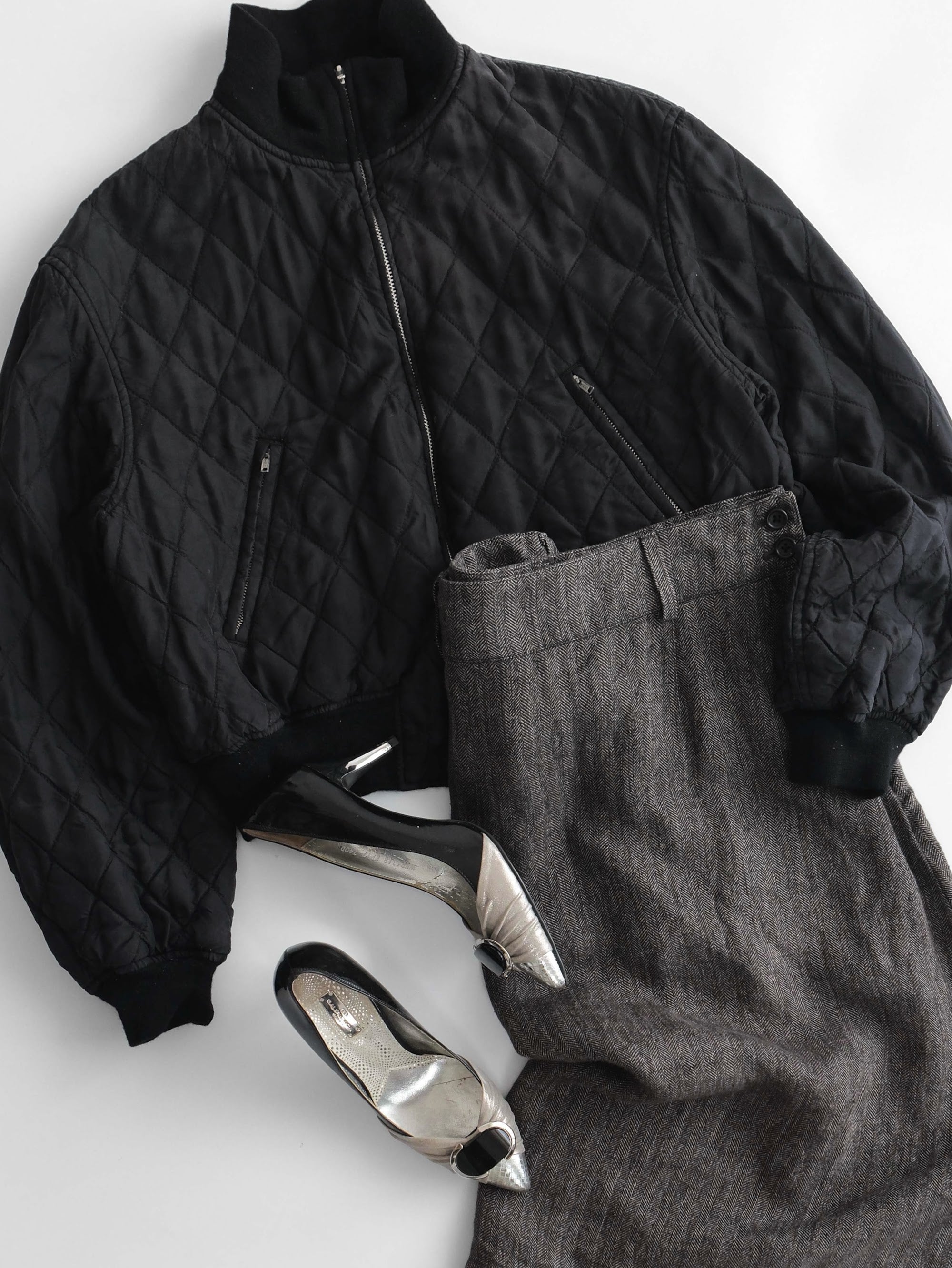 SS1999 YOHJI YAMAMOTO PLAID / TARTAN BLACK /WHITE Y'S REVERSIBLE JACKET
