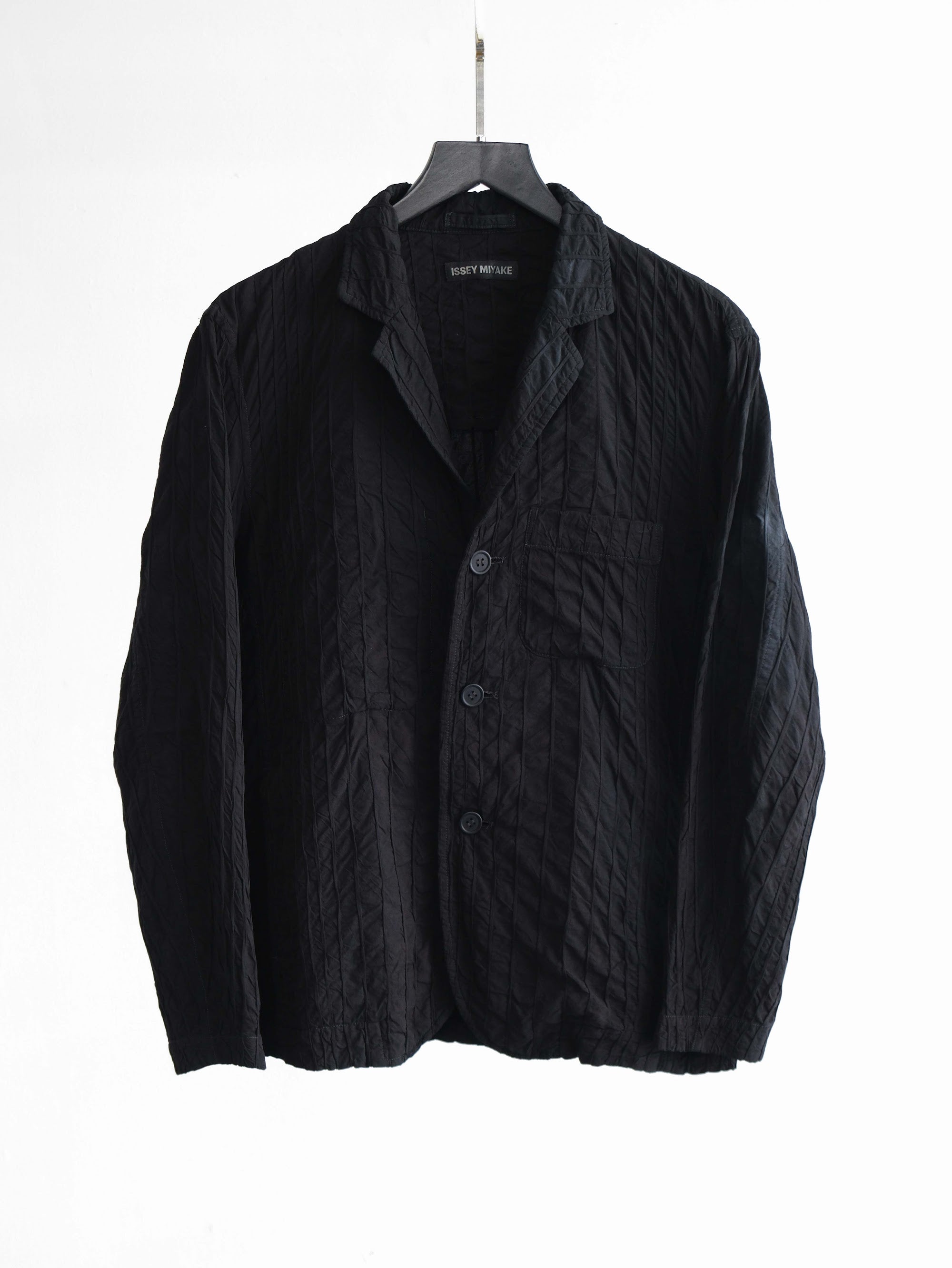 SS2002 ISSEY MIYAKE EMBROIDERED BLACK STRIPES "MAIN LINE" JACKET