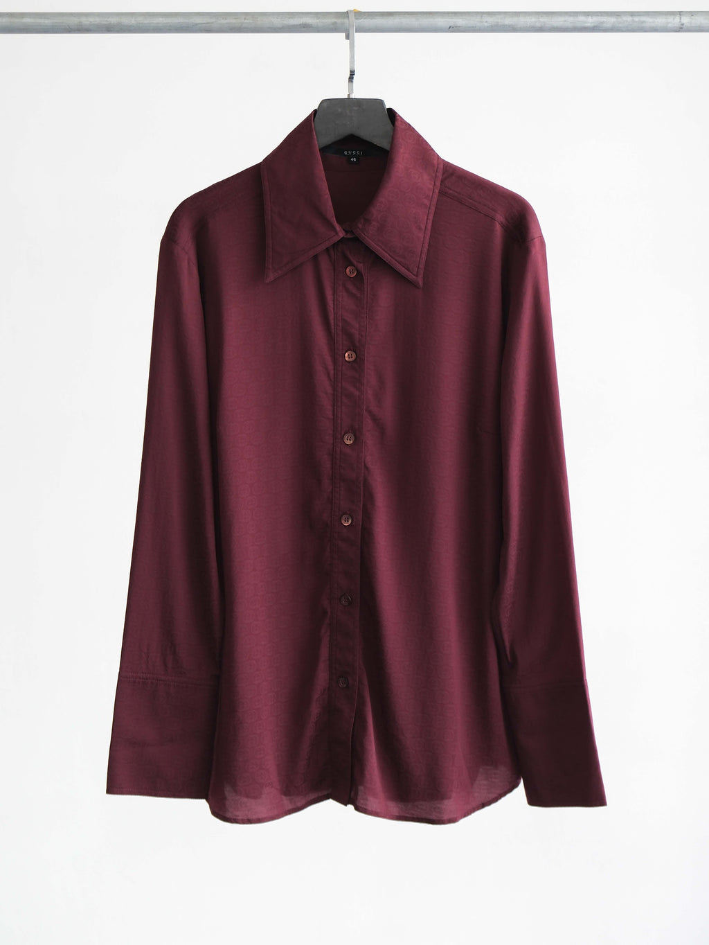 SS2003 GUCCI PURPLE MONOGRAM JACQUARD LS SHIRT