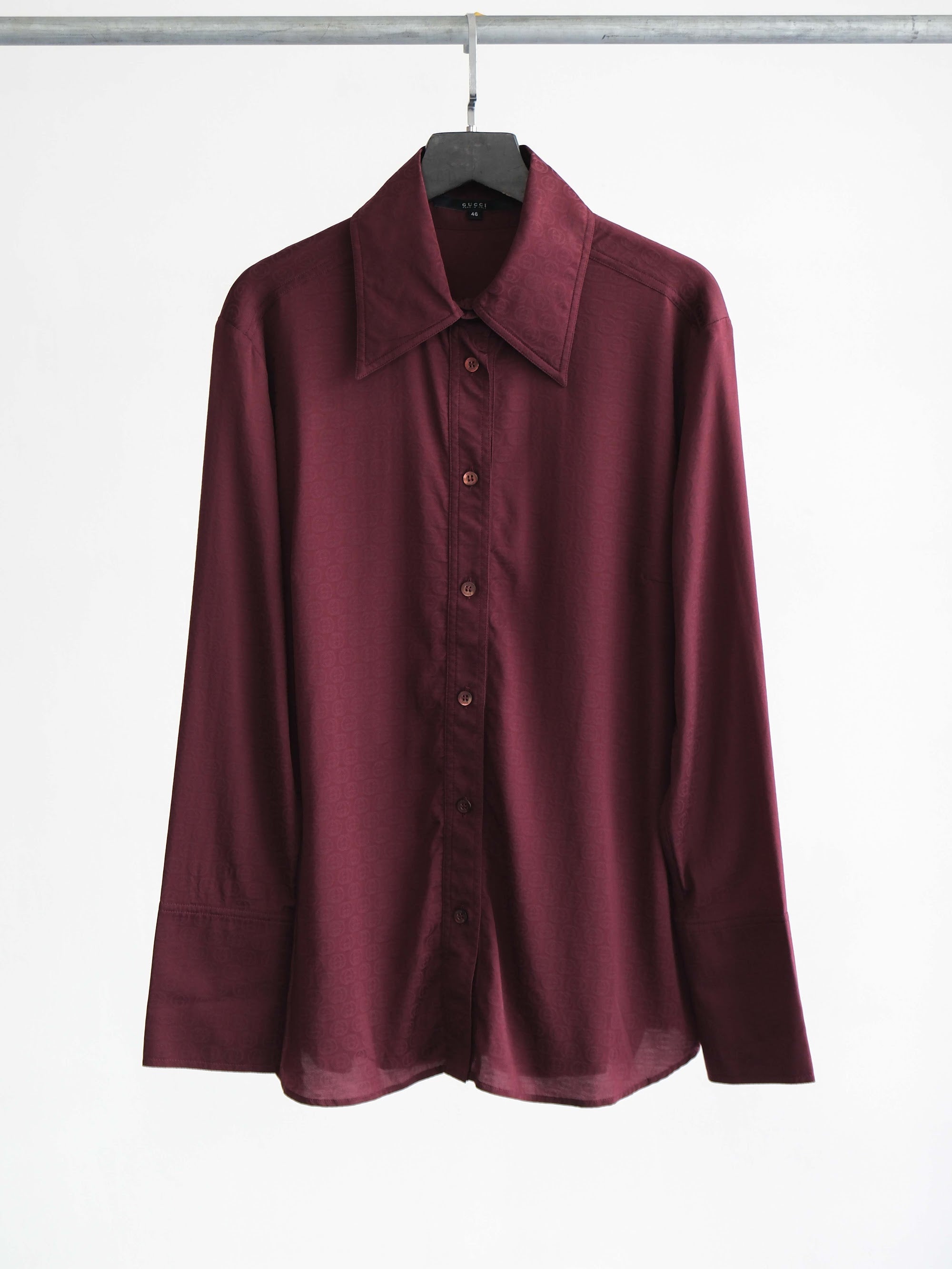 SS2003 GUCCI PURPLE MONOGRAM JACQUARD LS SHIRT