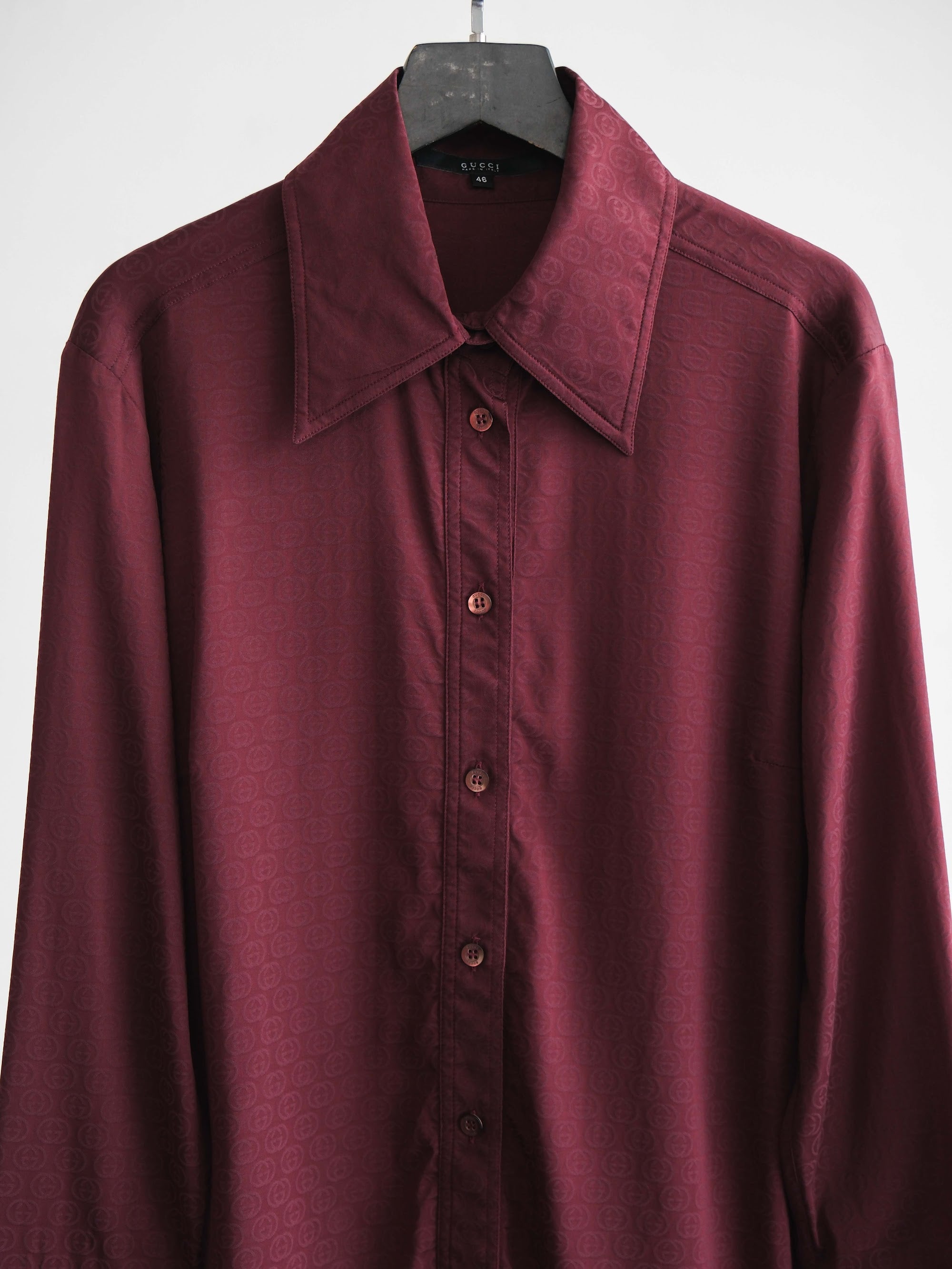 SS2003 GUCCI PURPLE MONOGRAM JACQUARD LS SHIRT