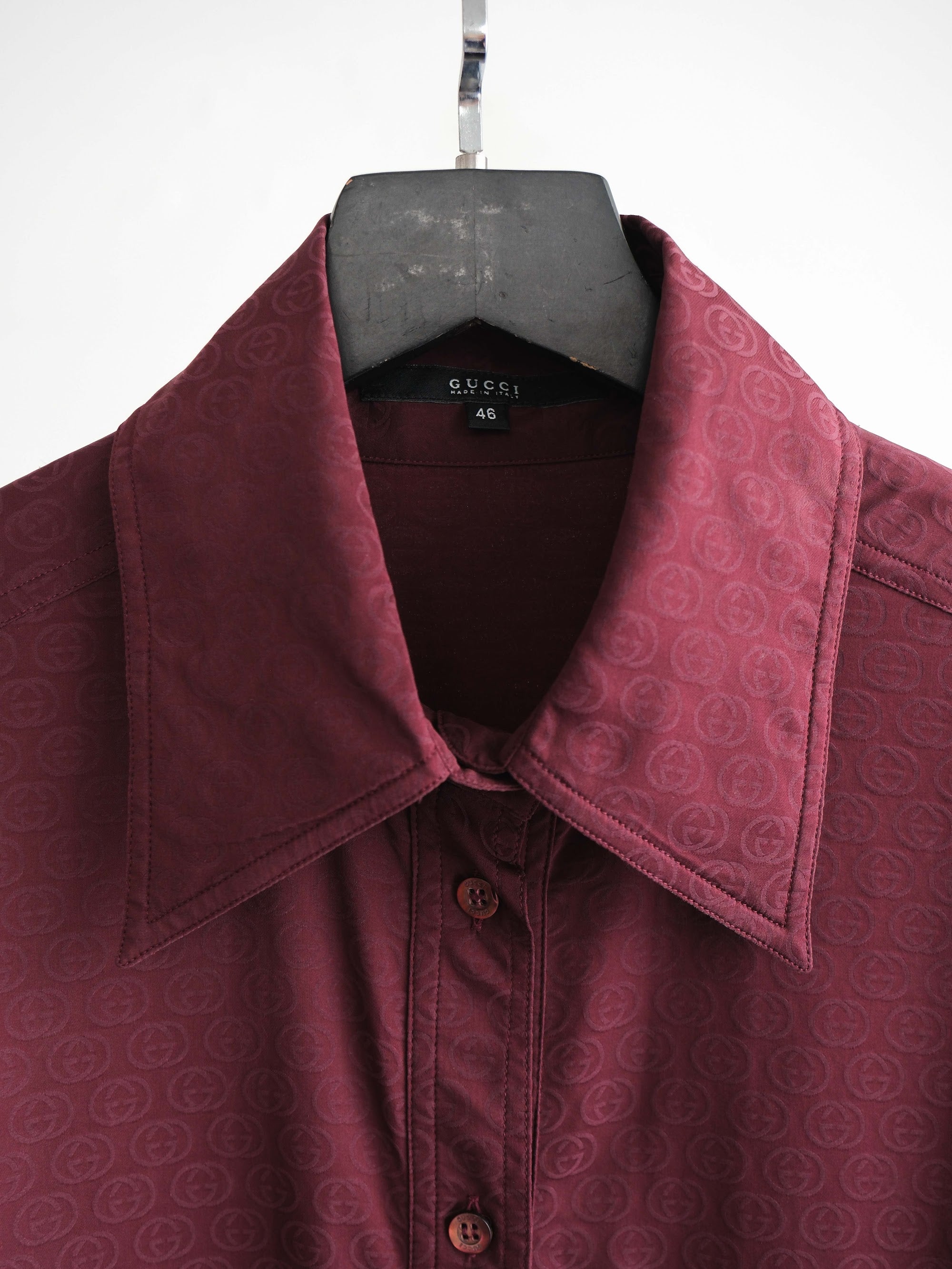 SS2003 GUCCI PURPLE MONOGRAM JACQUARD LS SHIRT