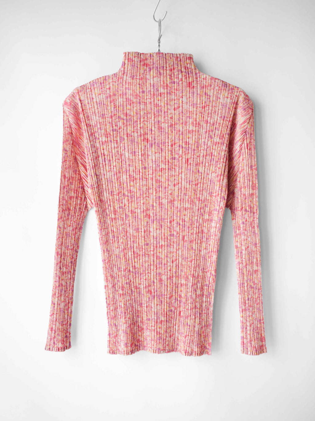SS2003 ISSEY MIYAKE PLEATSPLEASE PLEATED PINK TURTLE NECK LS T-SHIRT