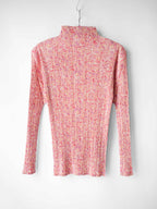 SS2003 ISSEY MIYAKE PLEATSPLEASE PLEATED PINK TURTLE NECK LS T-SHIRT
