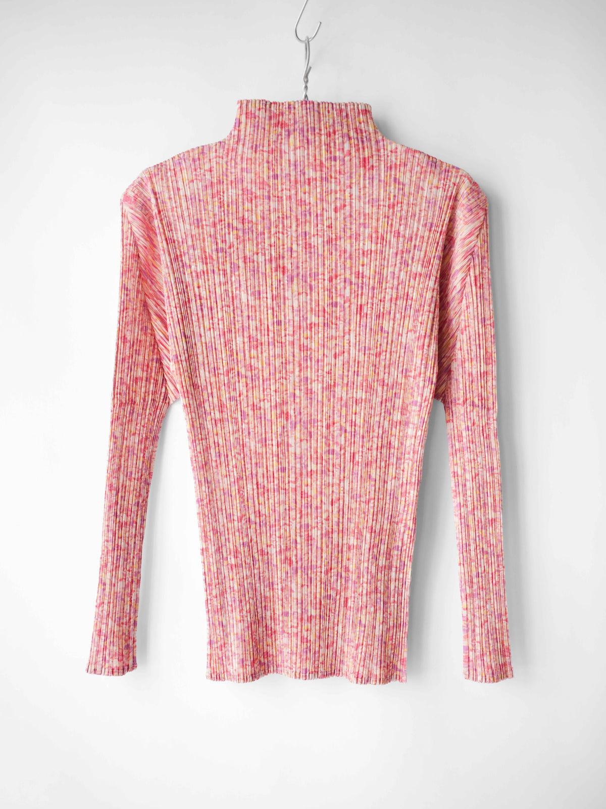 SS2003 ISSEY MIYAKE PLEATSPLEASE PLEATED PINK TURTLE NECK LS T-SHIRT