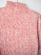 SS2003 ISSEY MIYAKE PLEATSPLEASE PLEATED PINK TURTLE NECK LS T-SHIRT
