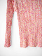 SS2003 ISSEY MIYAKE PLEATSPLEASE PLEATED PINK TURTLE NECK LS T-SHIRT