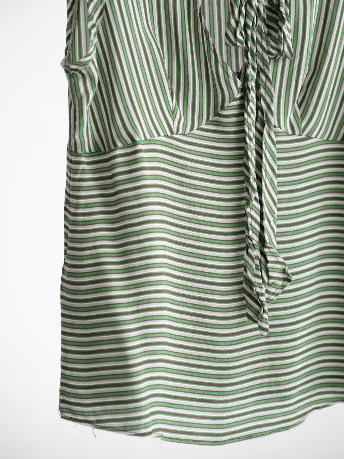SS2004 MIU MIU STRIPES GREEN RUNWAY SILK TIE-FRONT TANK TOP