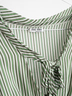 SS2004 MIU MIU STRIPES GREEN RUNWAY SILK TIE-FRONT TANK TOP