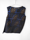 SS2007 ISSEY MIYAKE PLEATED BLACK MAINLINE ABSTRACT PRINT TANK TOP