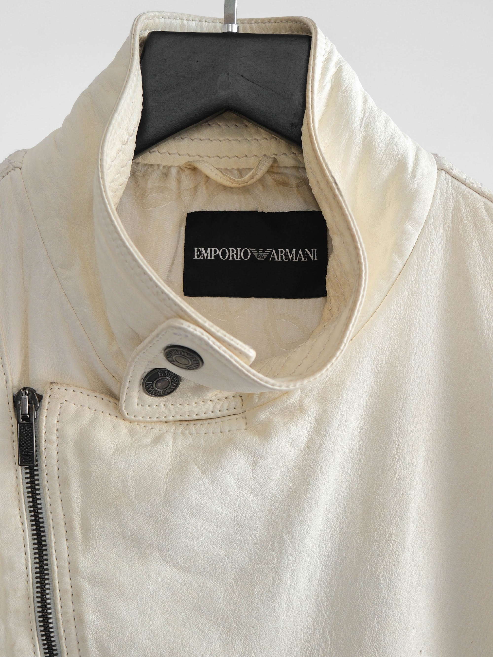 SS2008 ARMANI CREAM EMPORIO/ LEATHER JACKET