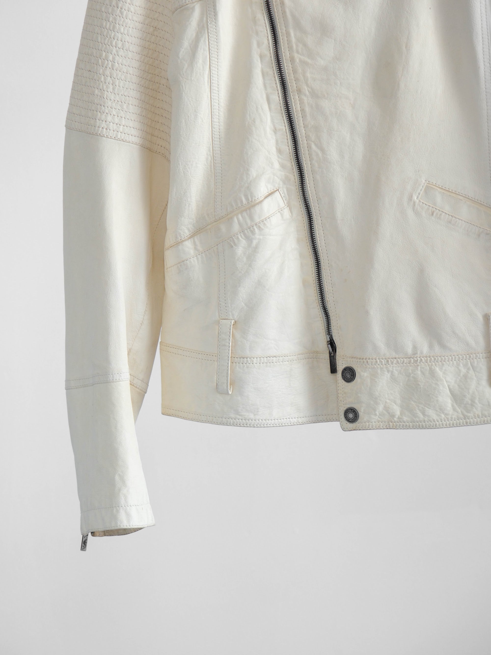 SS2008 ARMANI CREAM EMPORIO/ LEATHER JACKET